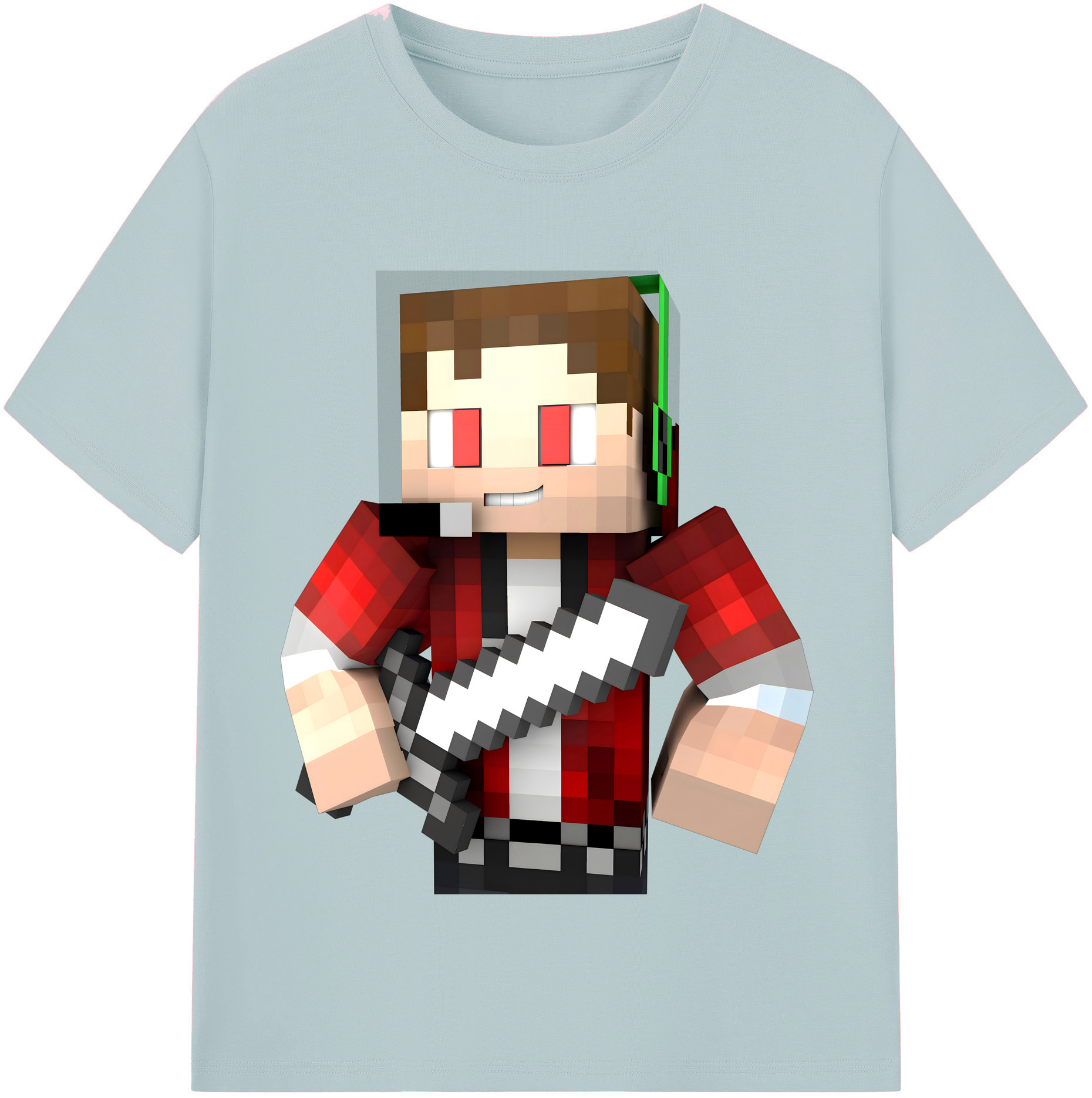 （画像用） マインクラフト ブロックの世界 Minecraft MC Block world 綿100％半袖Tシャツ（フロントプリント）